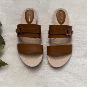 Cole Haan Women's Tan Buckle Slide Sandals